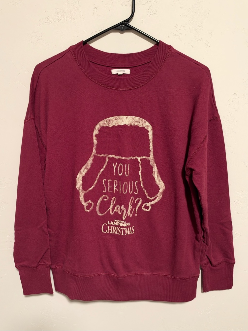Maurices Maroon Crewneck Sweatshirt with Graphic